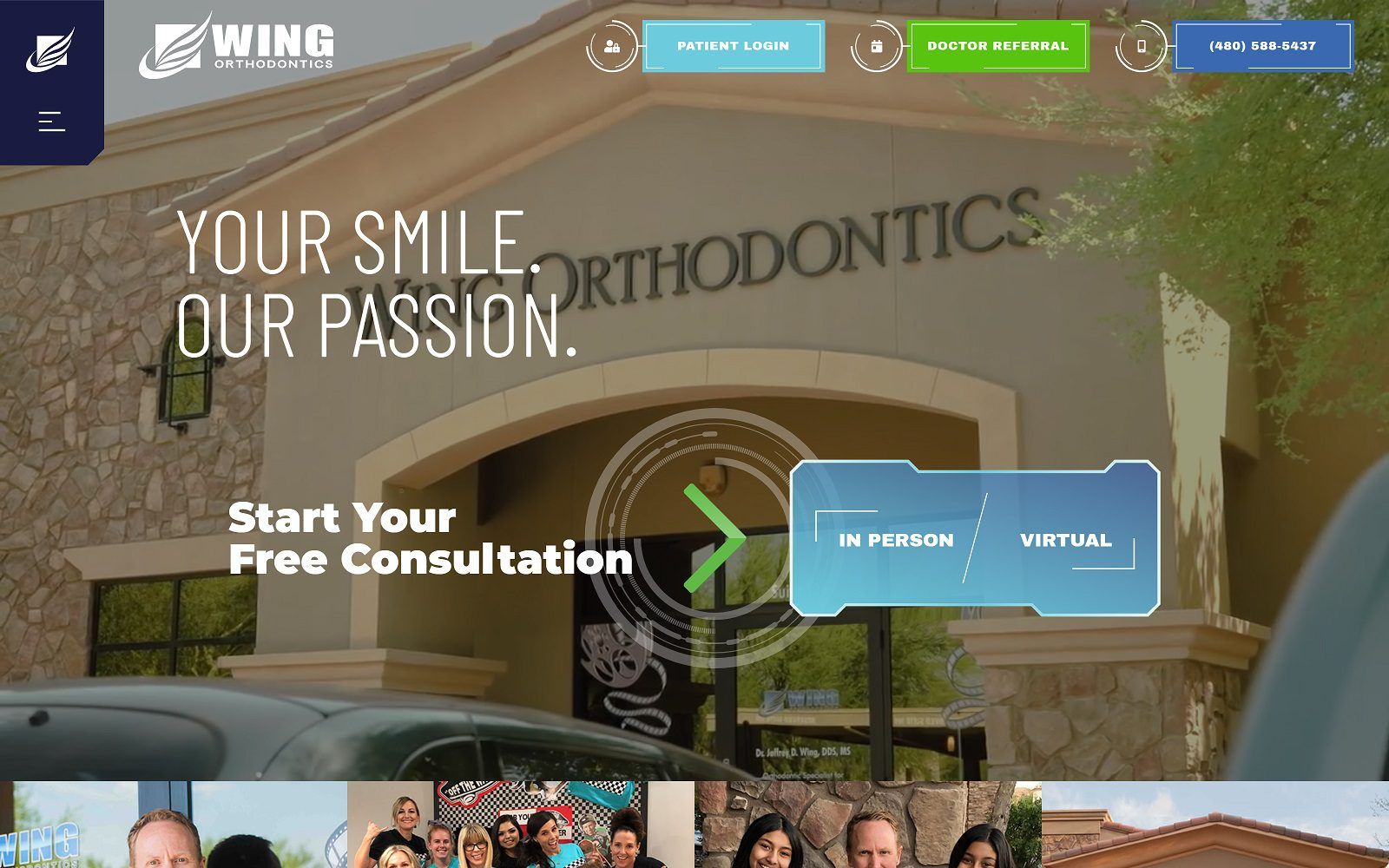 The screenshot of wing orthodontics website