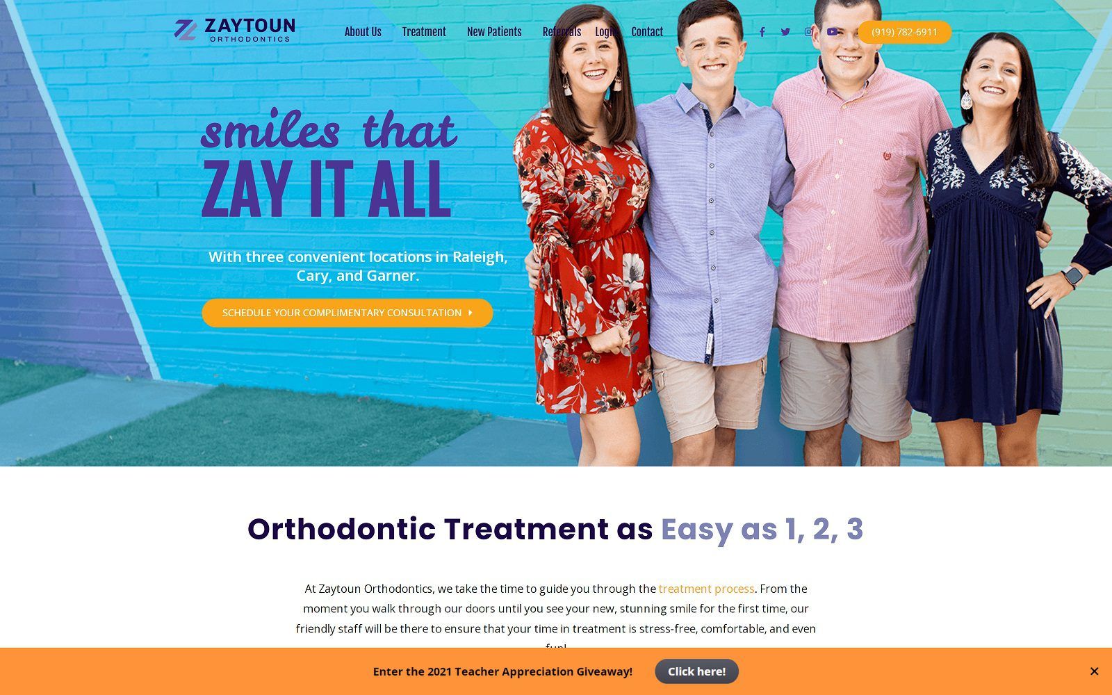 The screenshot of zaytoun orthodontics website
