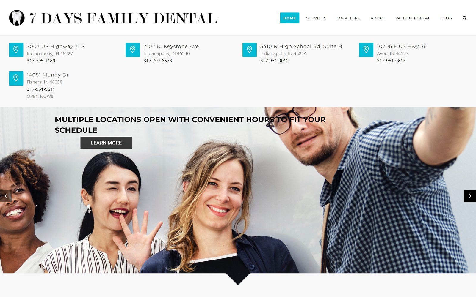 The screenshot of 7 days family dental dr gurusharan singh website