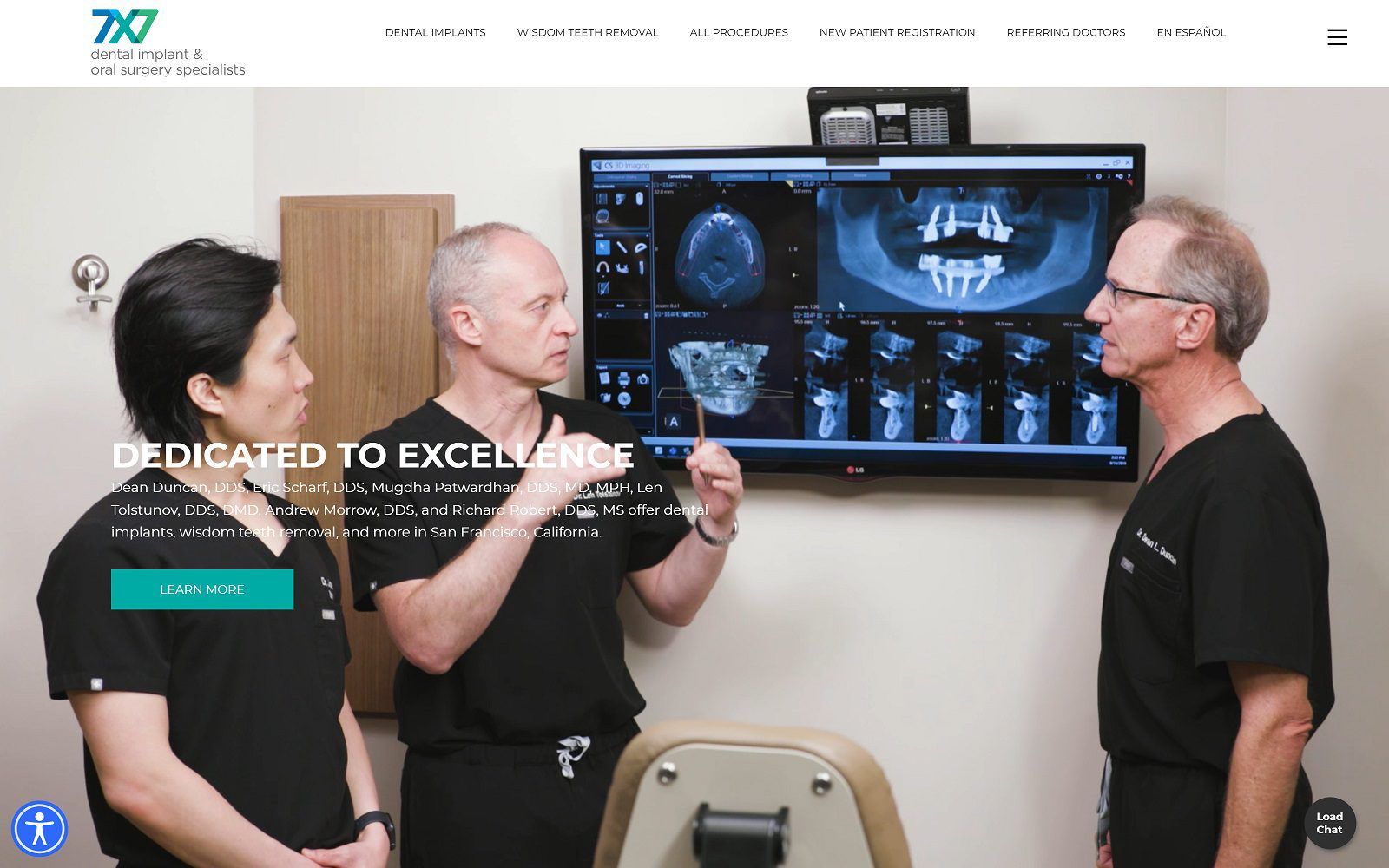 The screenshot of 7x7 dental implant & oral surgery specialists of san francisco website