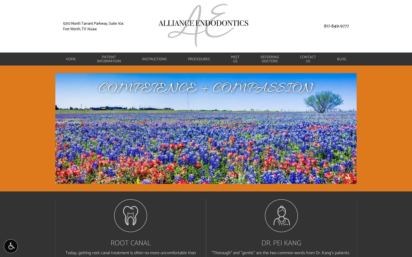 The screenshot of dr. Pei kang - alliance endodontics website