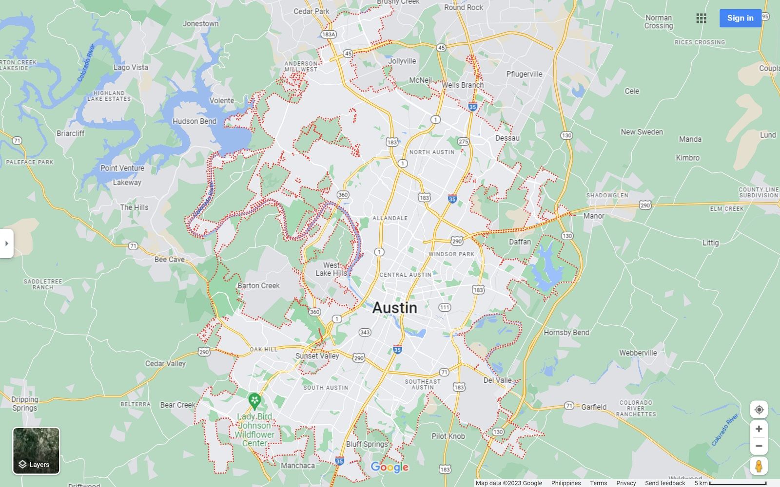 Austin Texas map