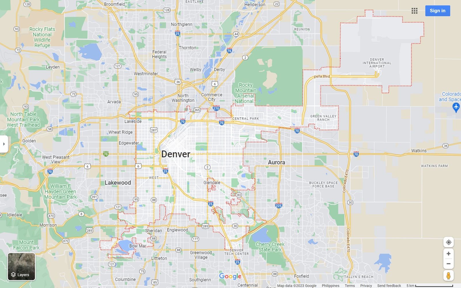 Denver CO map
