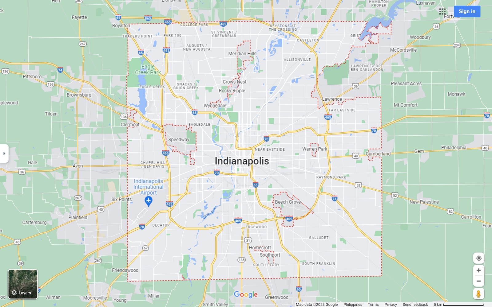 Indianapolis IN map