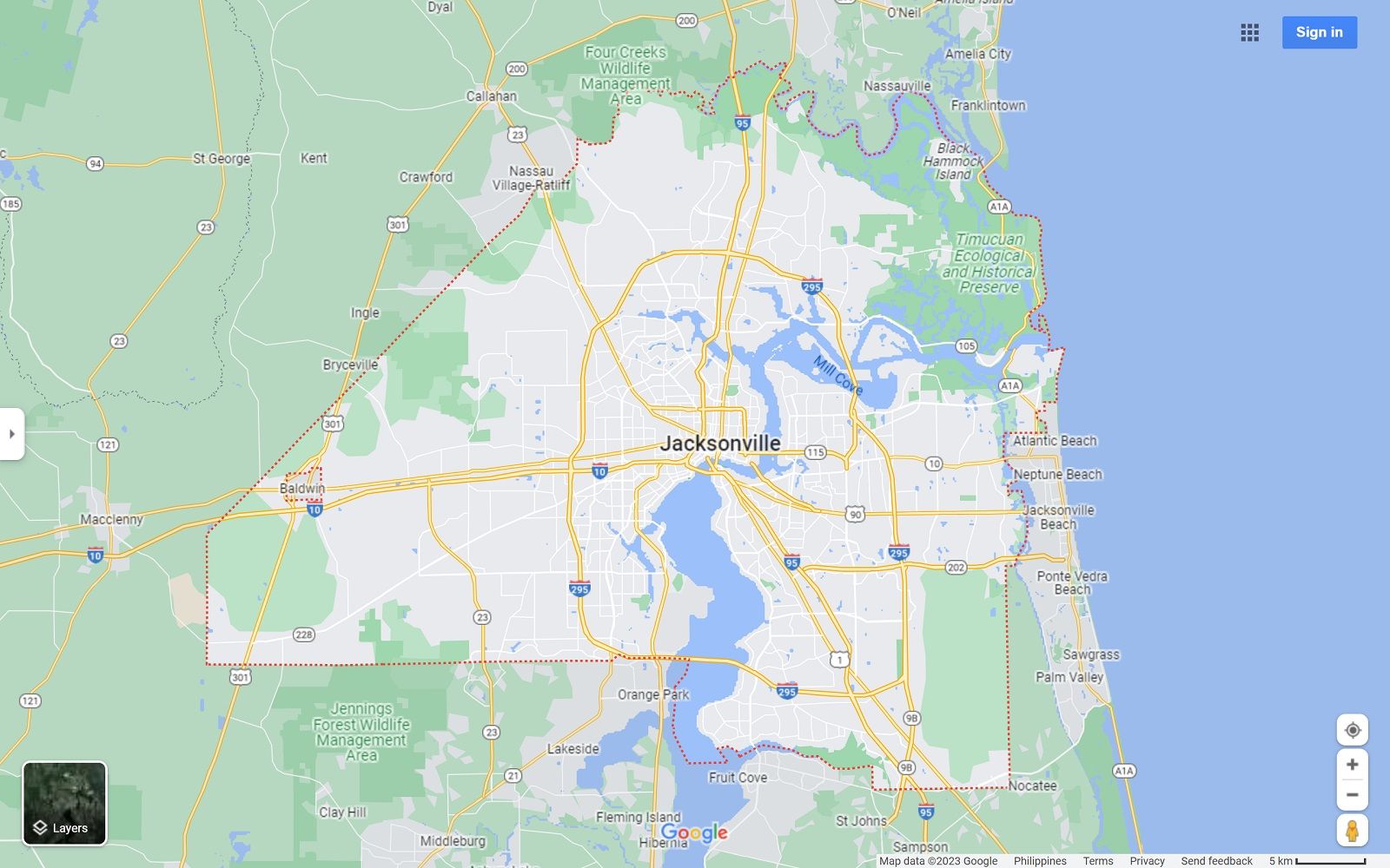 Jacksonville FL map
