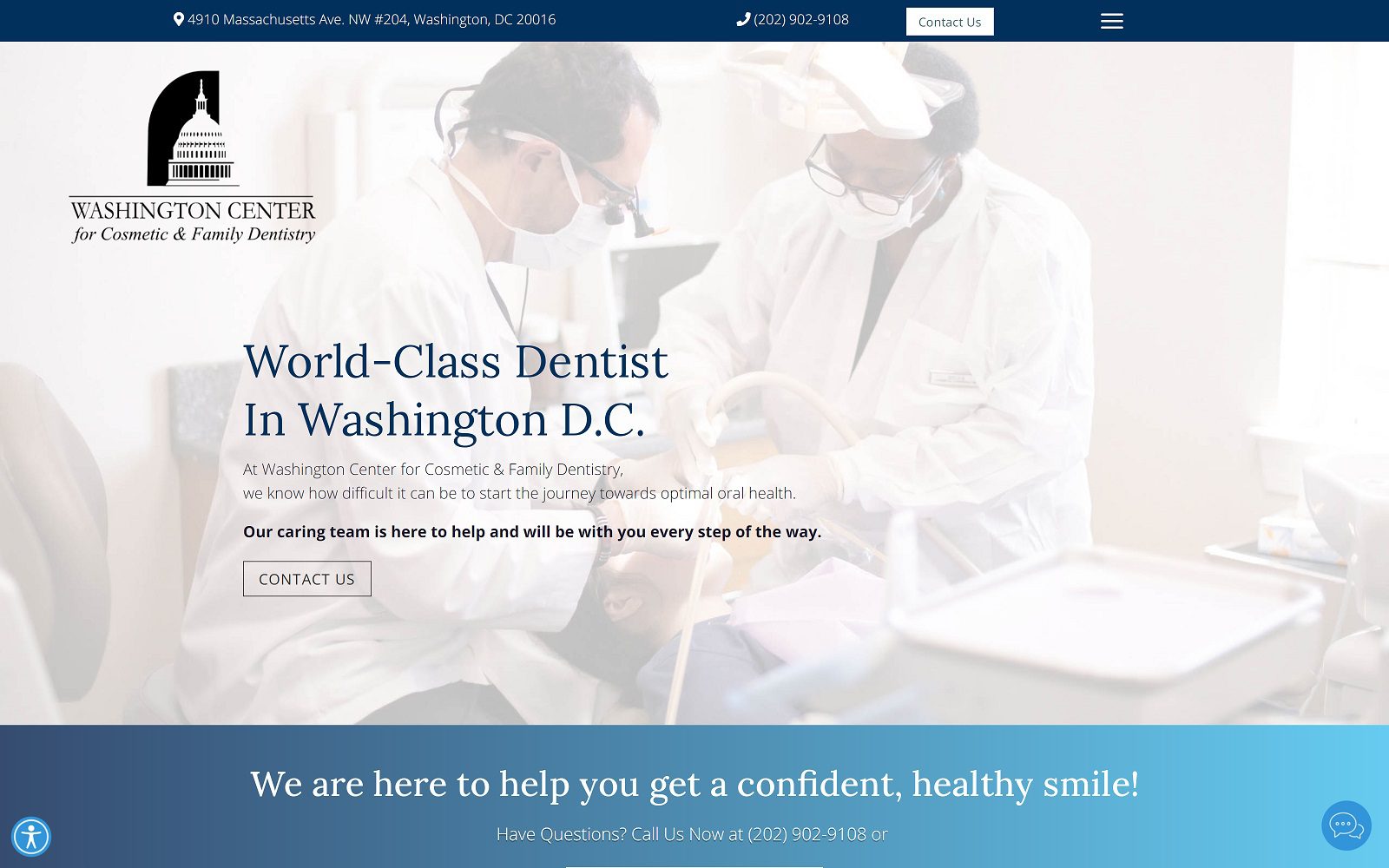 The screenshot of washington center for cosmetic & family dentistry dr. Pollowitz website