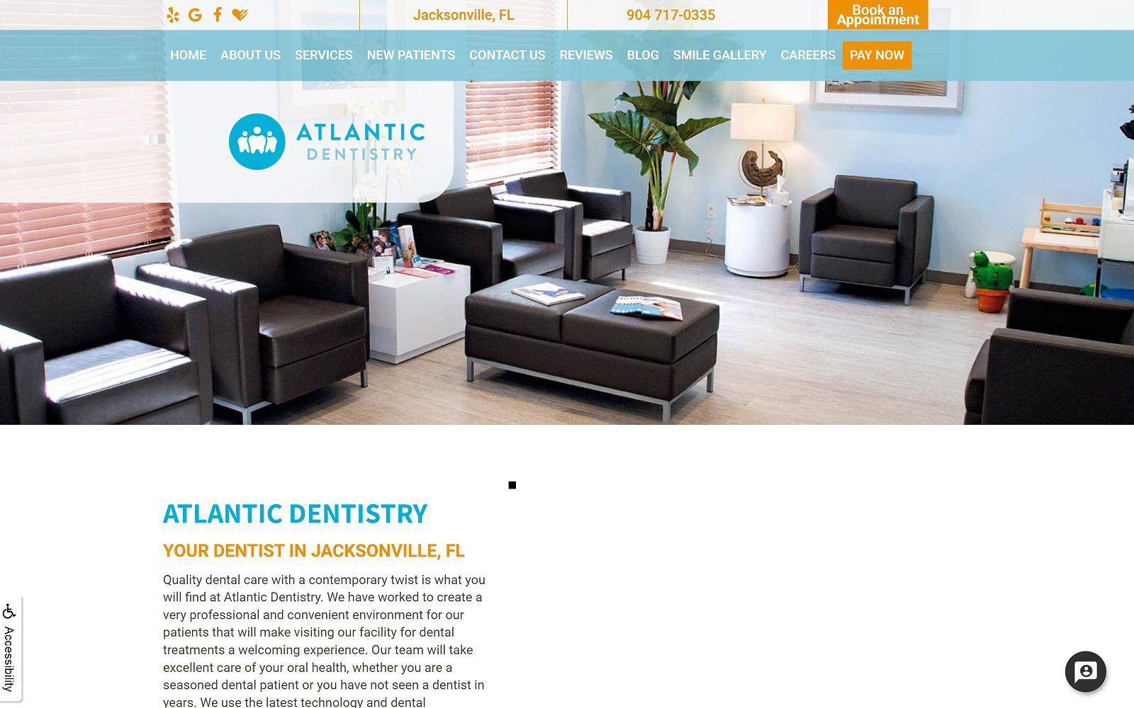 The screenshot of atlantic dentistry of jacksonville website