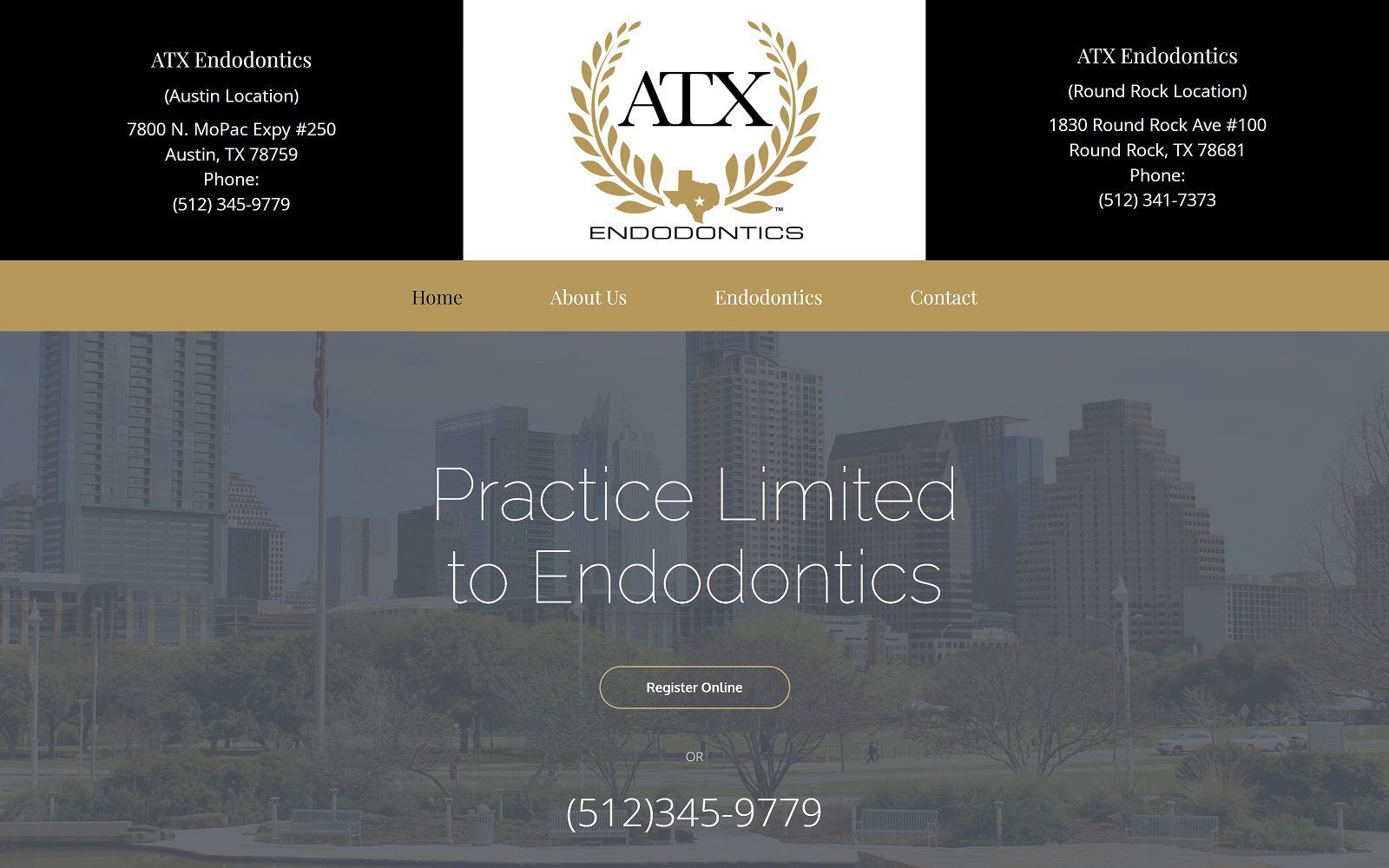 The screenshot of atx endodontics website