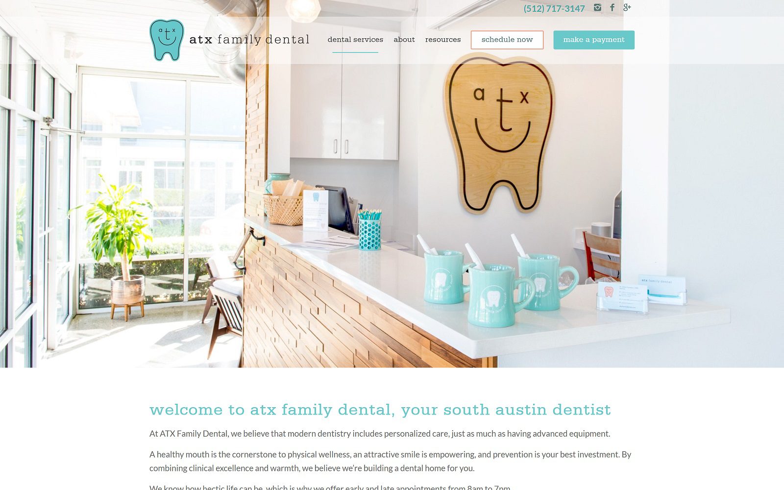 The screenshot of atx family dental dr. Adam gutwein website