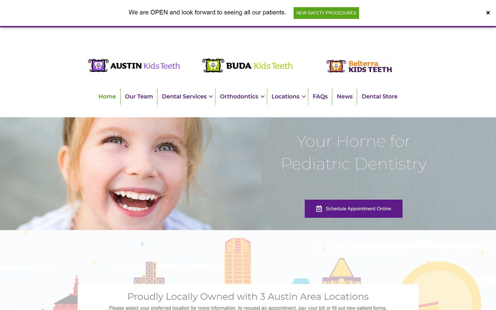 The screenshot of austin kids teeth website