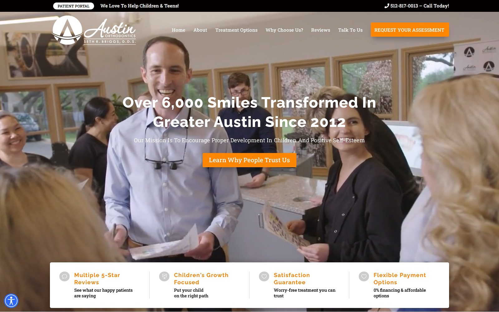 The screenshot of austin orthodontics: seth r briggs dds website