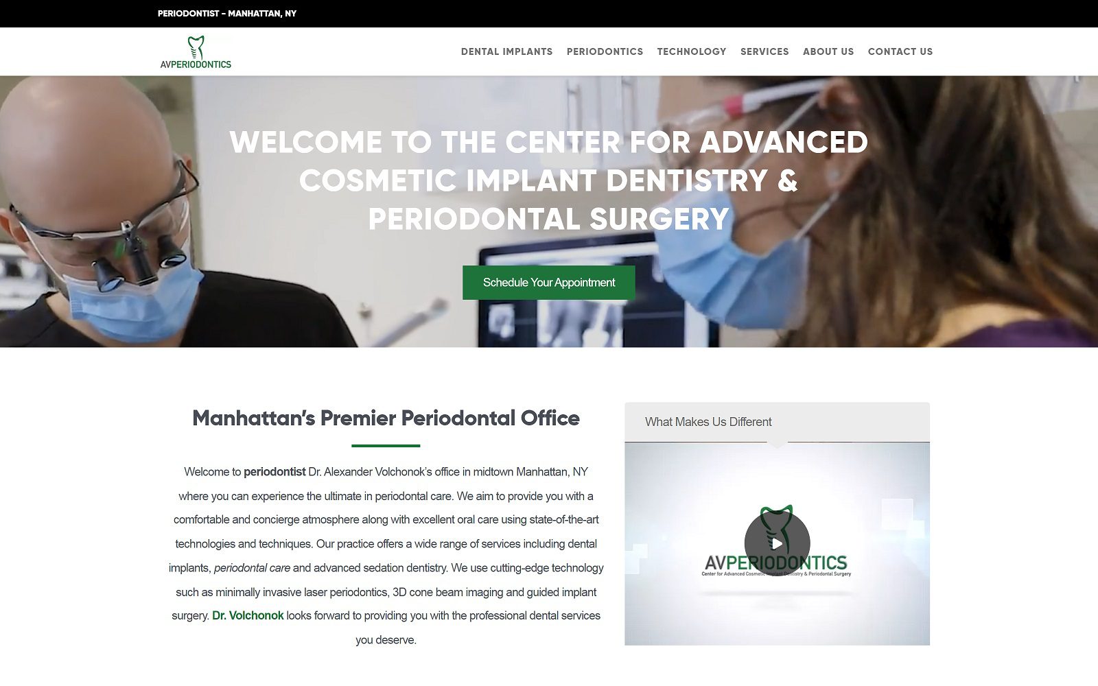 The screenshot of avperiodontics - alexander volchonok dmd ms website