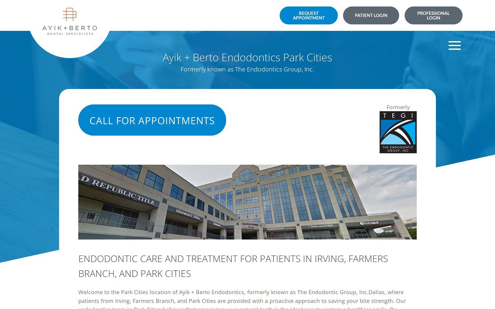 The screenshot of the endodontic group inc website