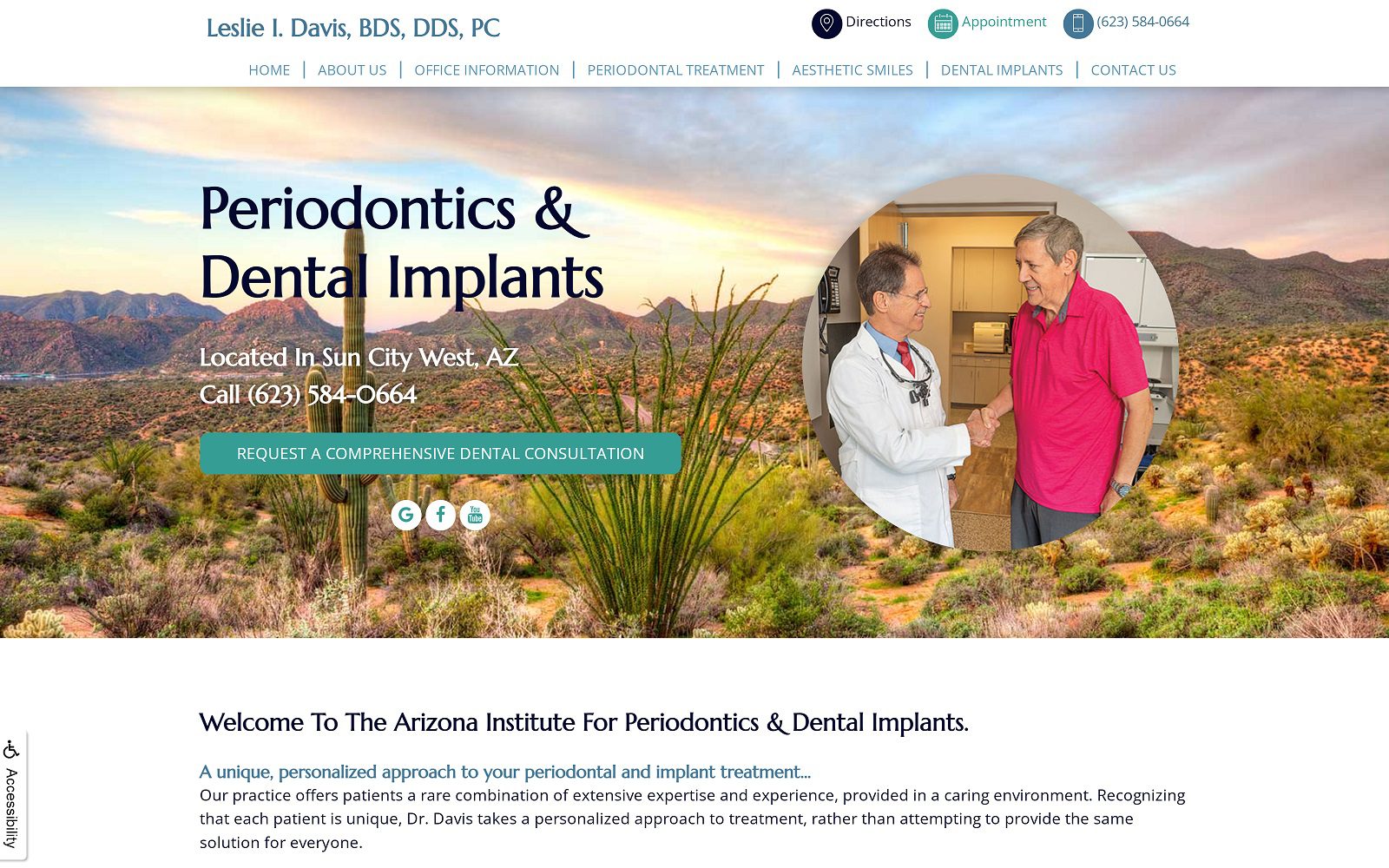 The screenshot of arizona institute for periodontics and dental implants website