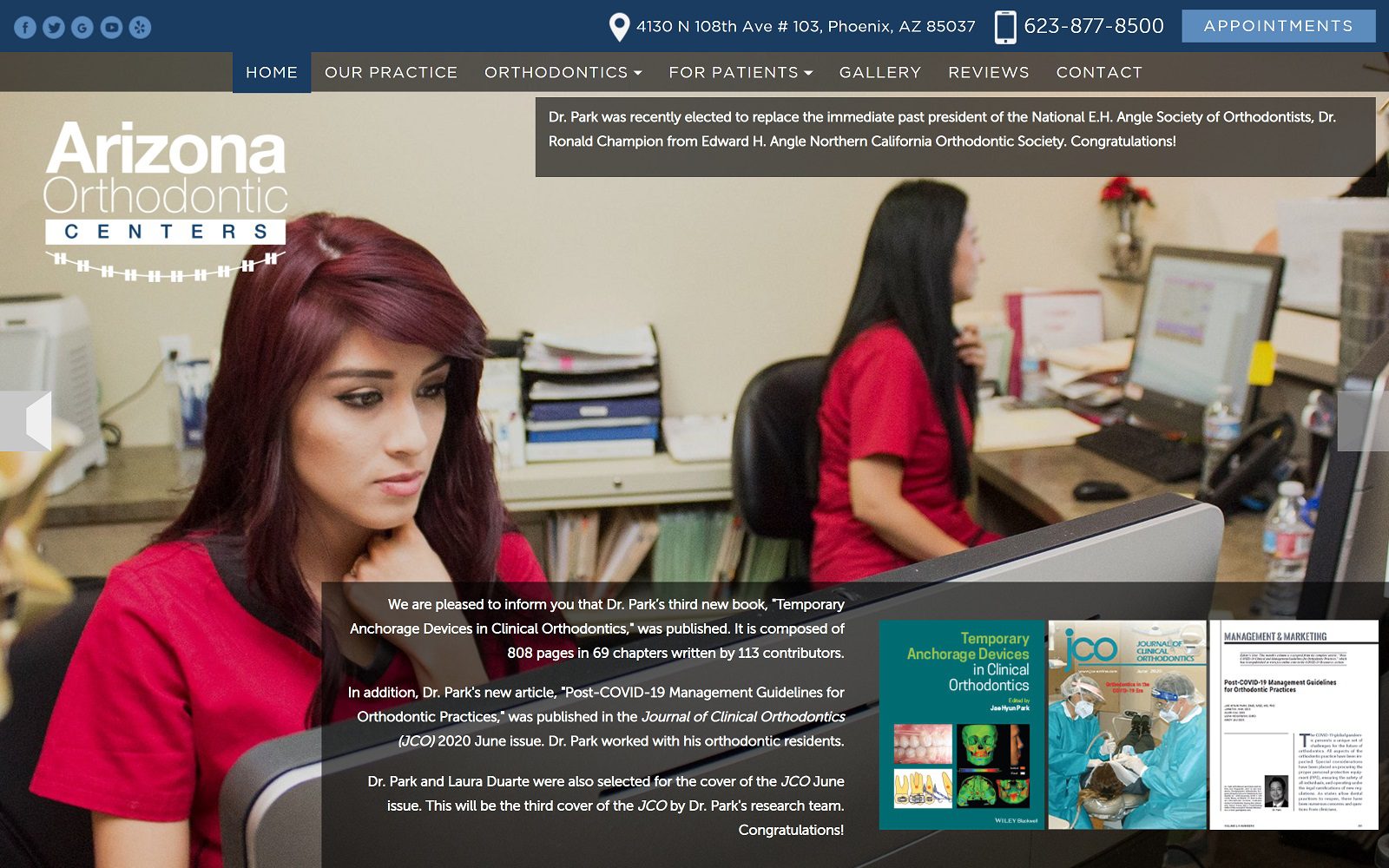 The screenshot of arizona orthodontic centers website