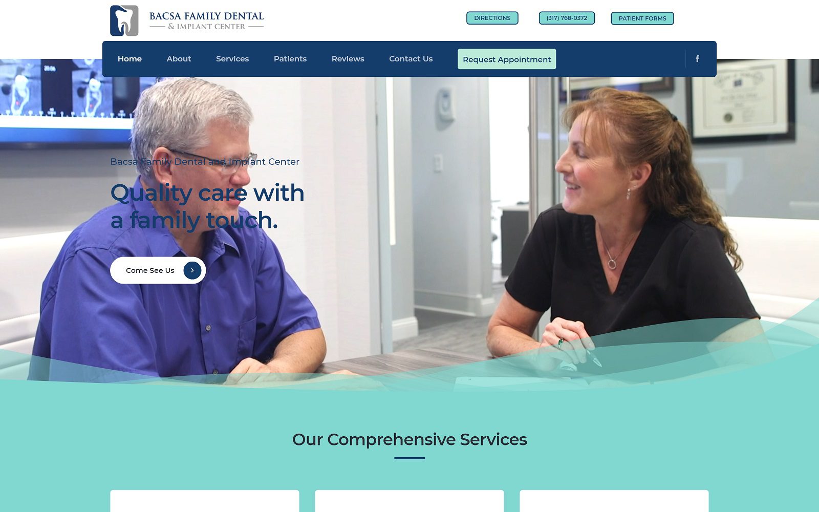 The screenshot of bacsa family dental and implant center website