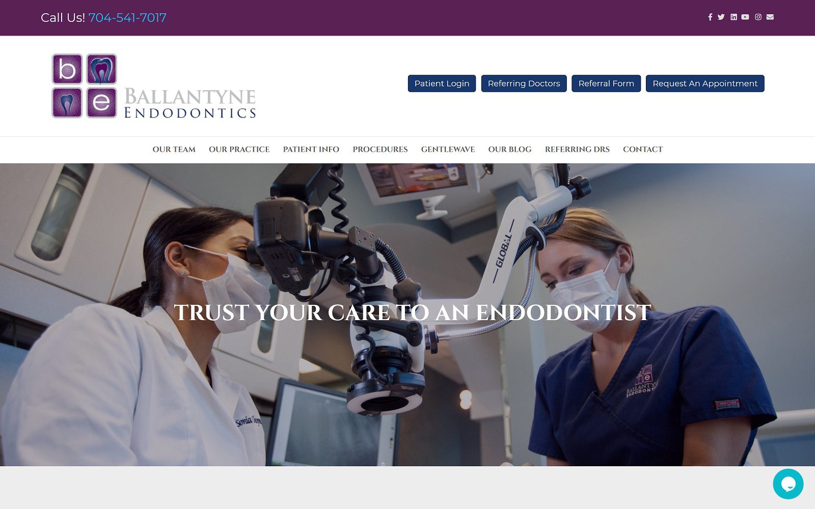 The screenshot of ballantyne endodontics website