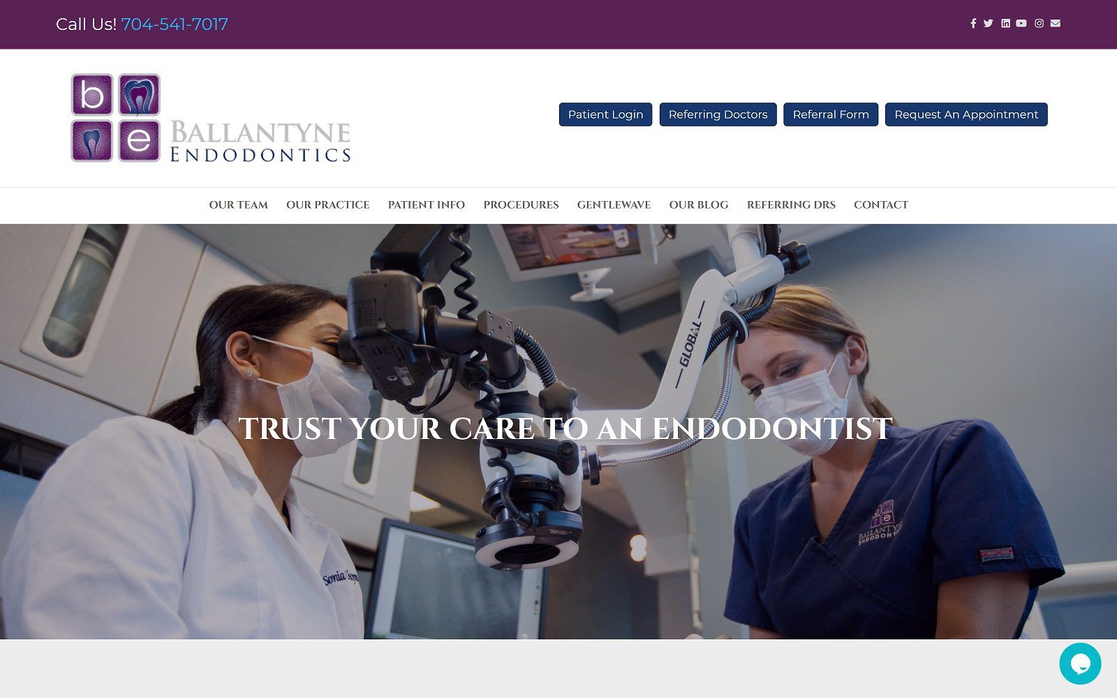 The screenshot of ballantyne endodontics website