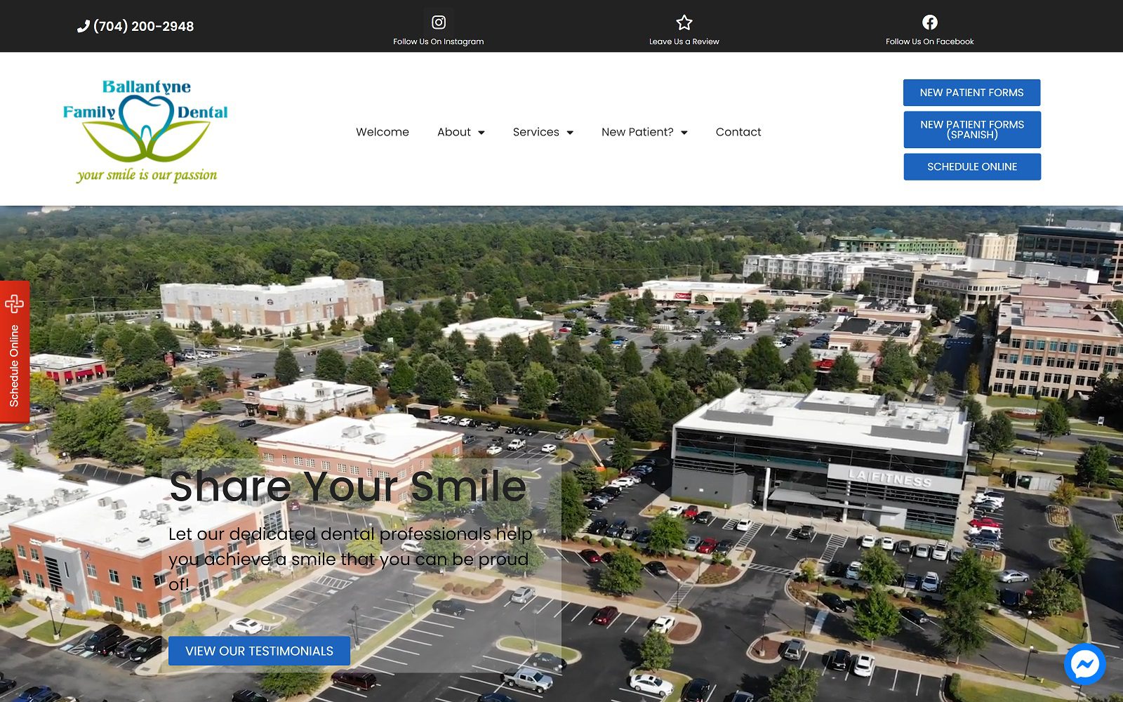 The screenshot of ballantyne family dental dr. Vinita patel website