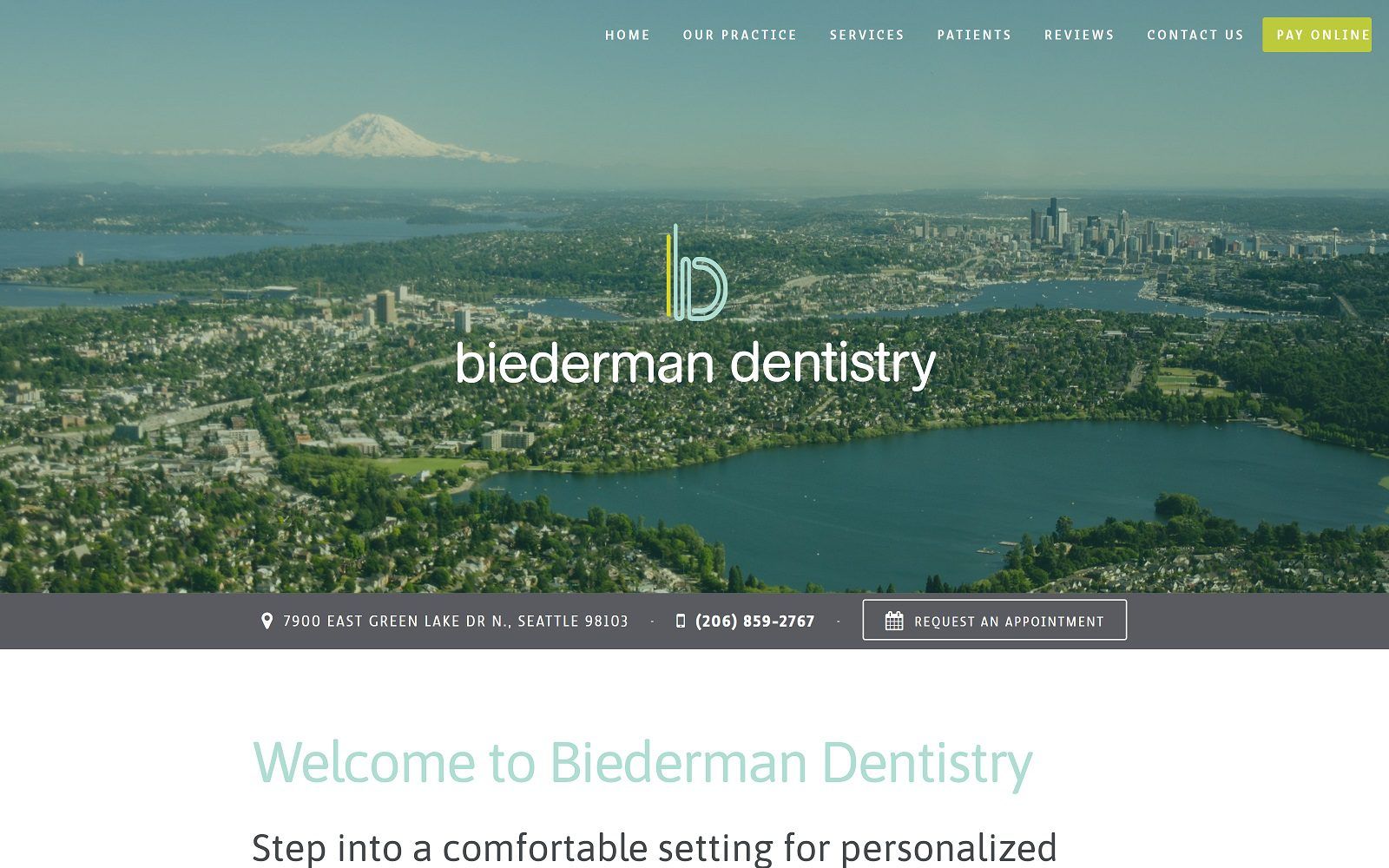 The screenshot of biederman dentistry dr. Kevin biederman website