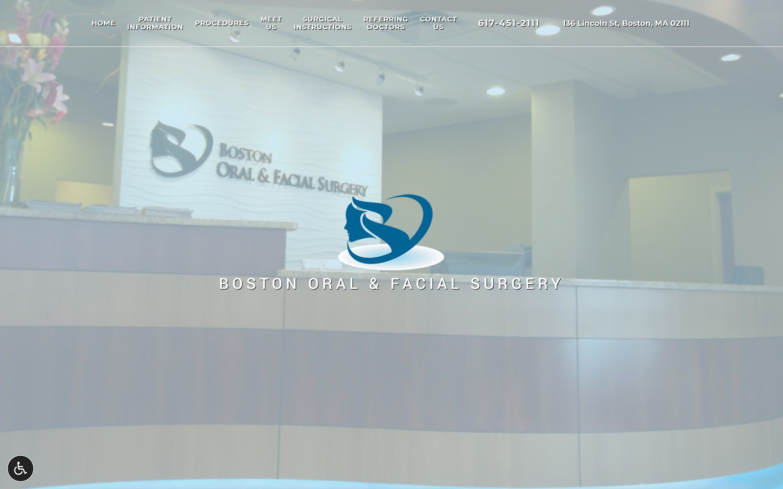 The screenshot of boston oral and facial surgery website