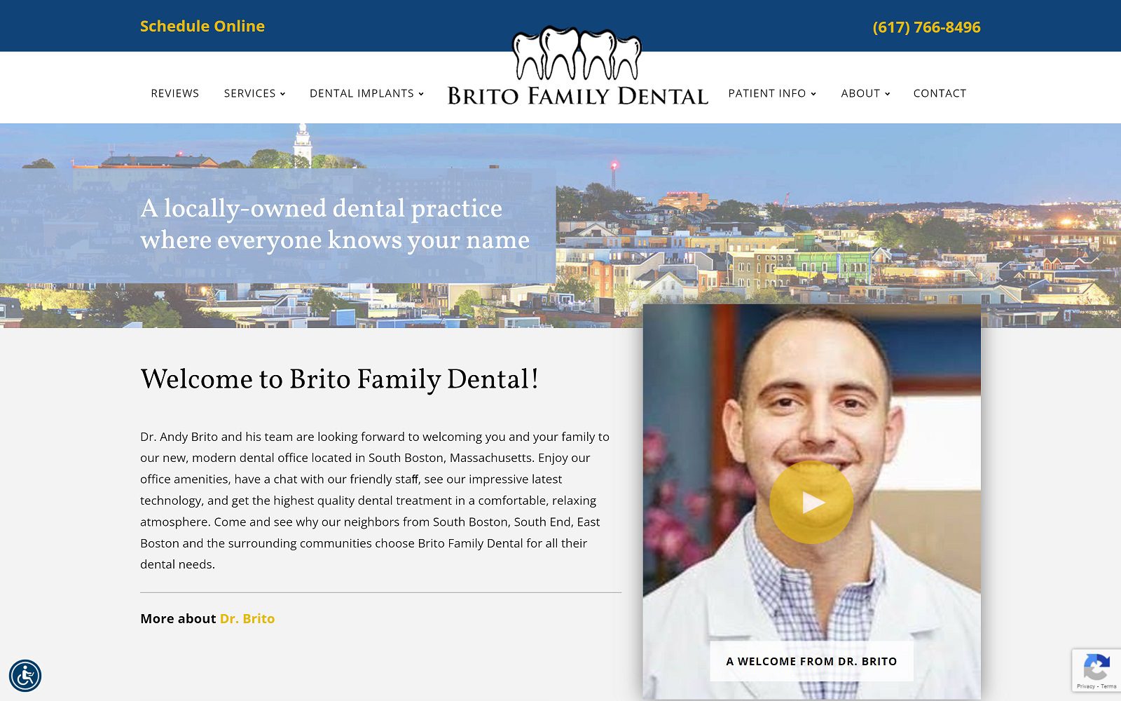 The screenshot of brito family dental dr. Andy brito website