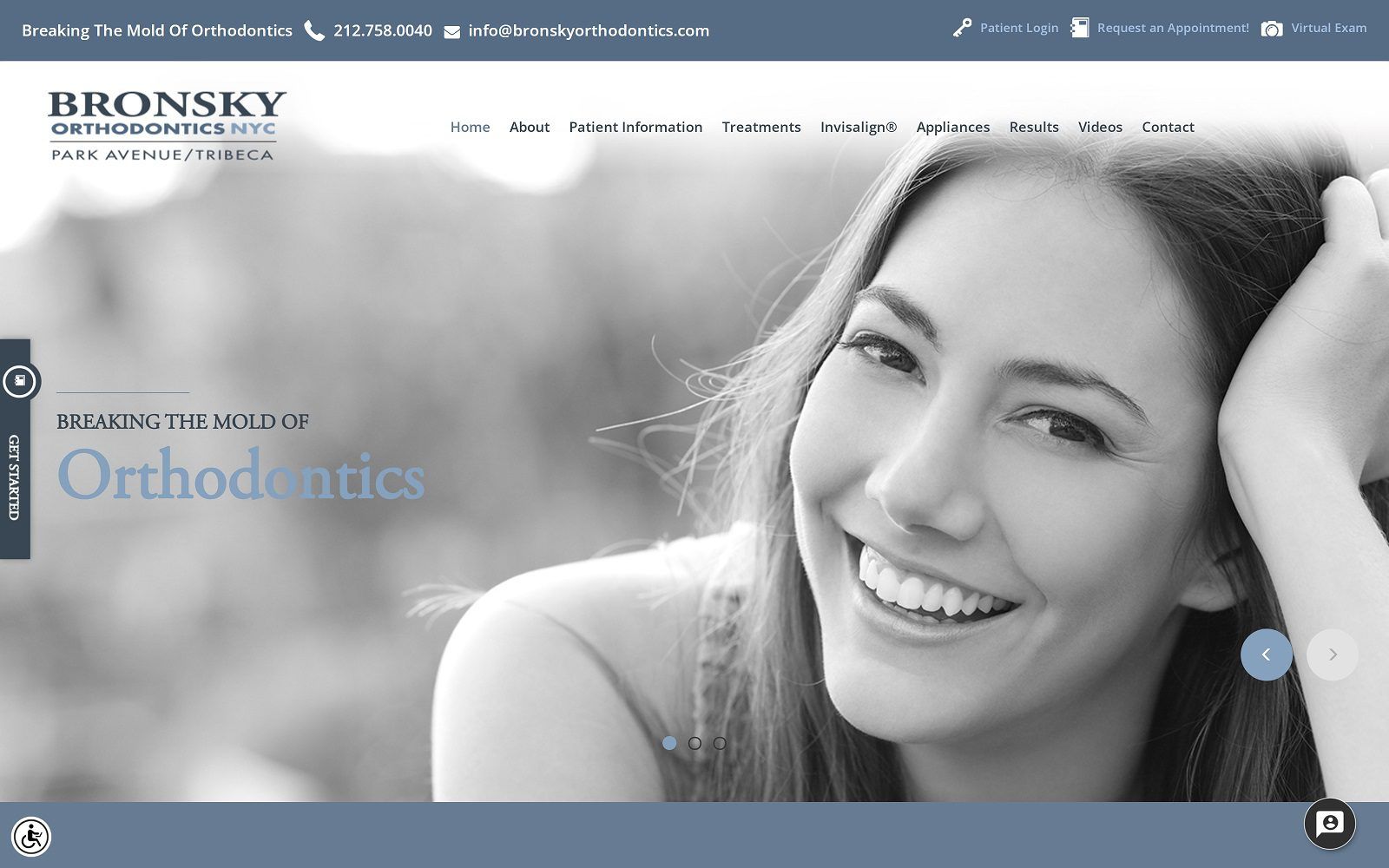The screenshot of bronsky orthodontics dr. Mark bronsky website