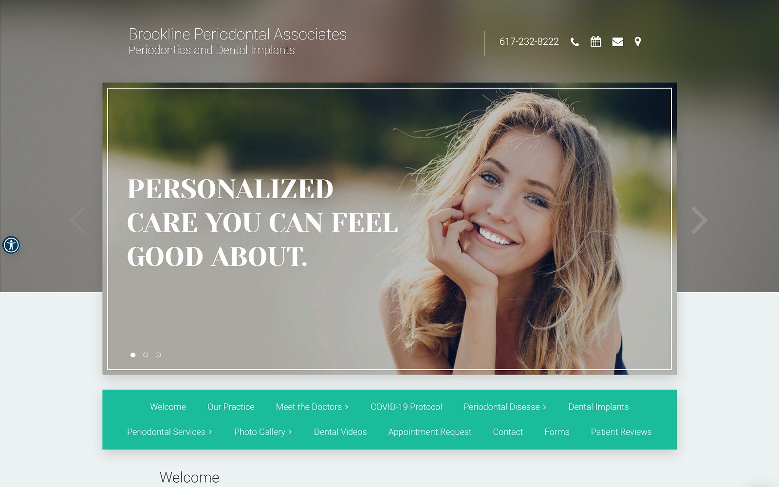 The screenshot of brookline periodontal associates dr. Henry m. Goldman website