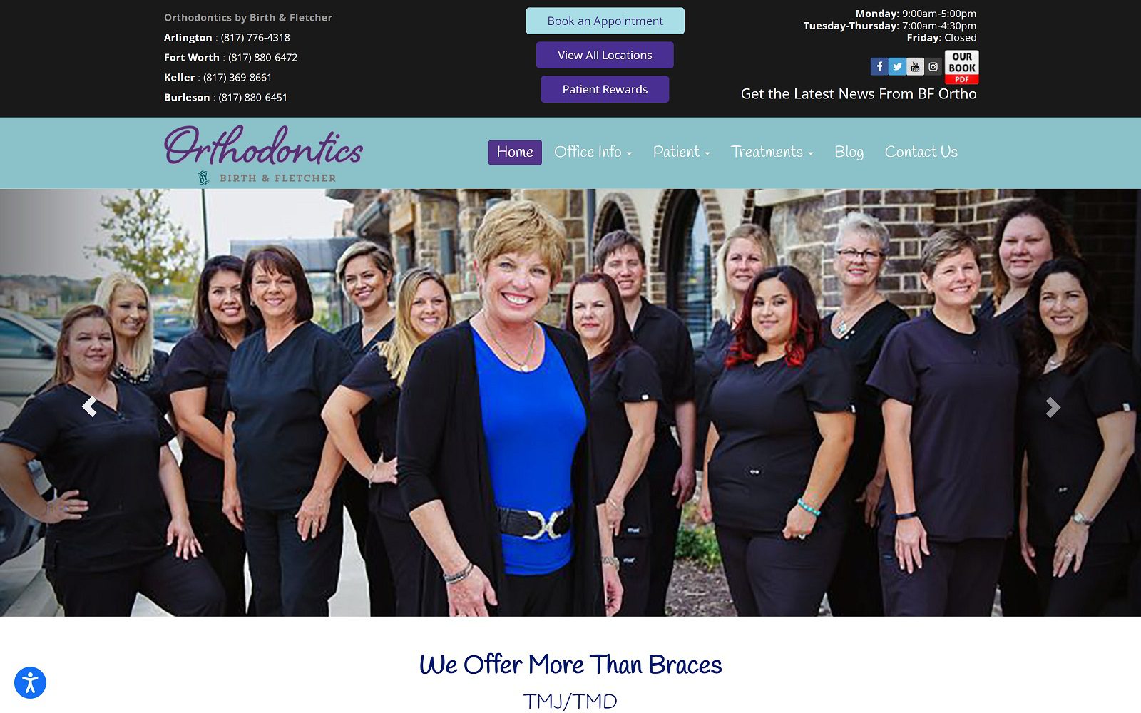 The screenshot of orthodontics by birth & fletcher in fort worth website