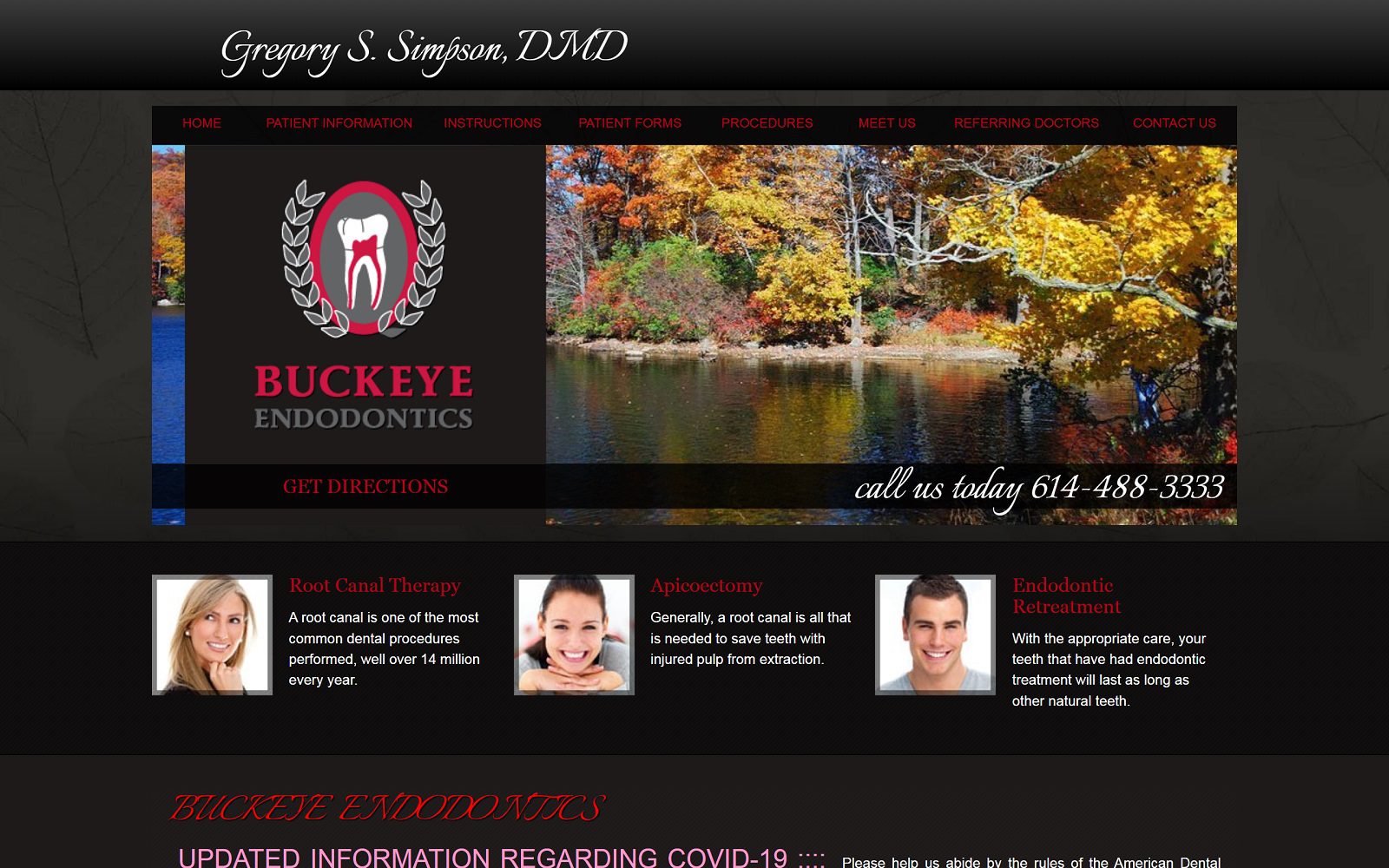 The screenshot of buckeye endodontics dr. Gregory s. Simpson website