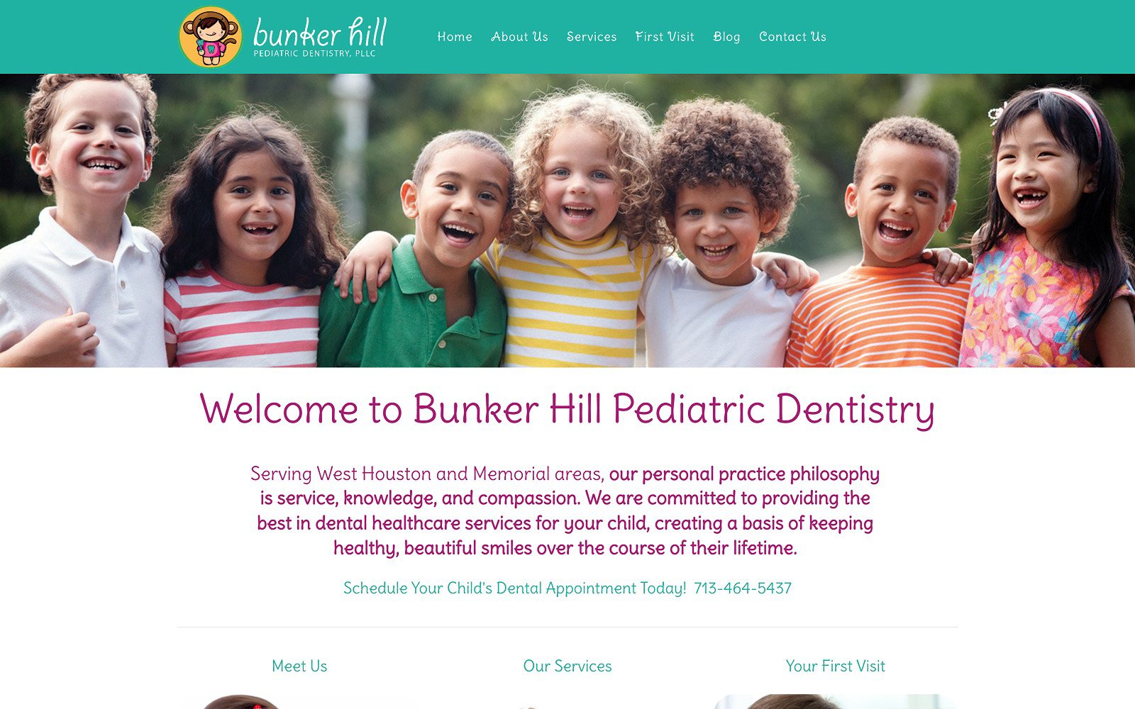 The screenshot of houston pediatric dental specialists website