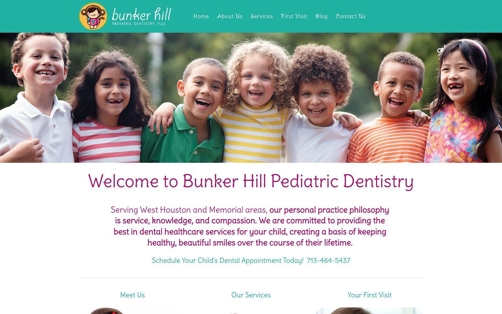 The screenshot of houston pediatric dental specialists website