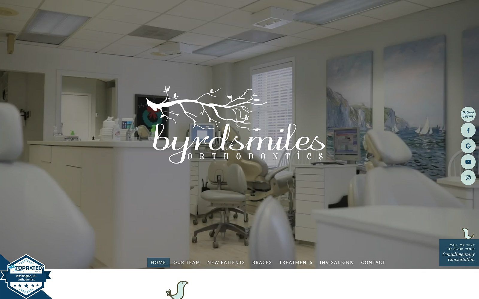 The screenshot of byrdsmiles orthodontics website