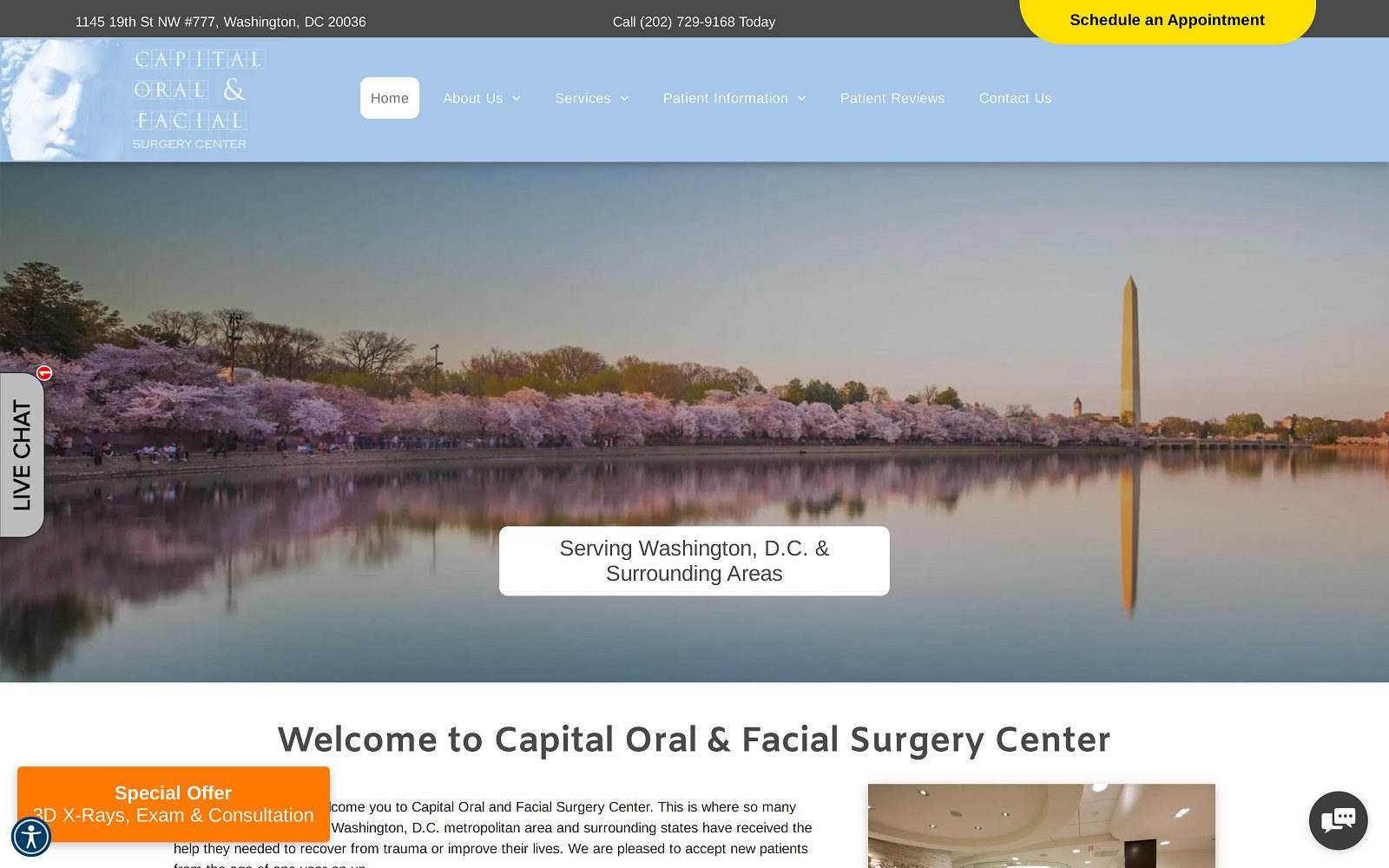 The screenshot of capital oral & facial surgery center website