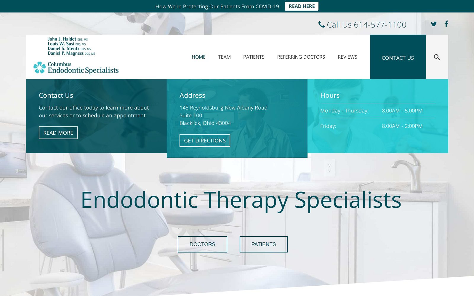 The screenshot of columbus endodontic specialists website