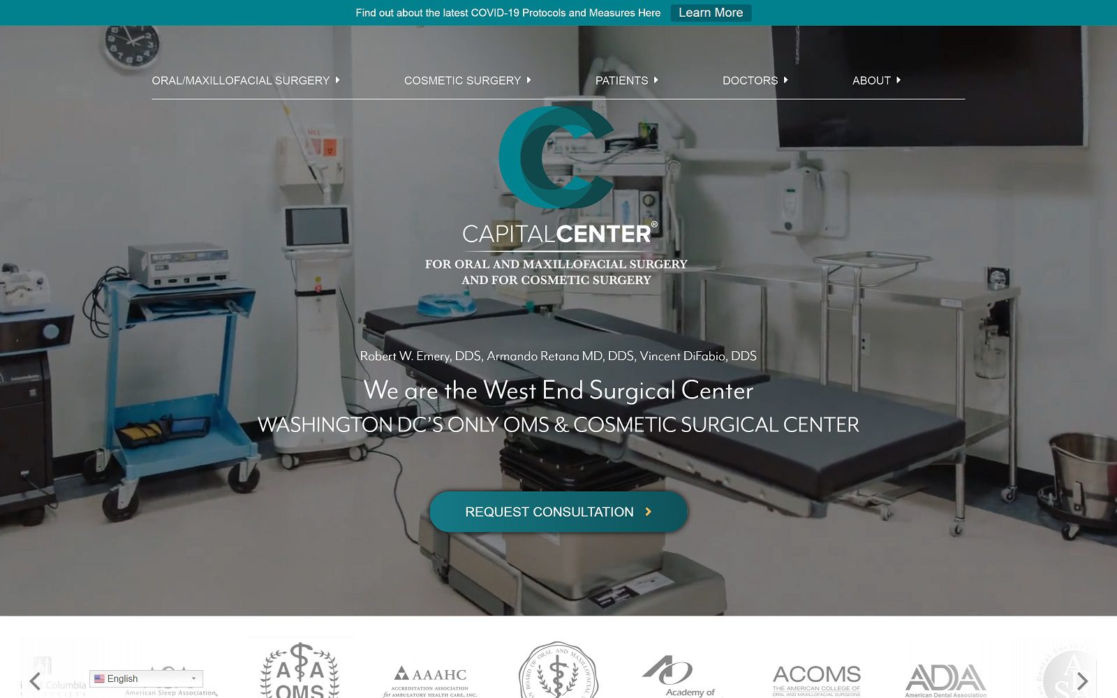 The screenshot of capital center® for oral and maxillofacial surgery and for cosmetic surgery website