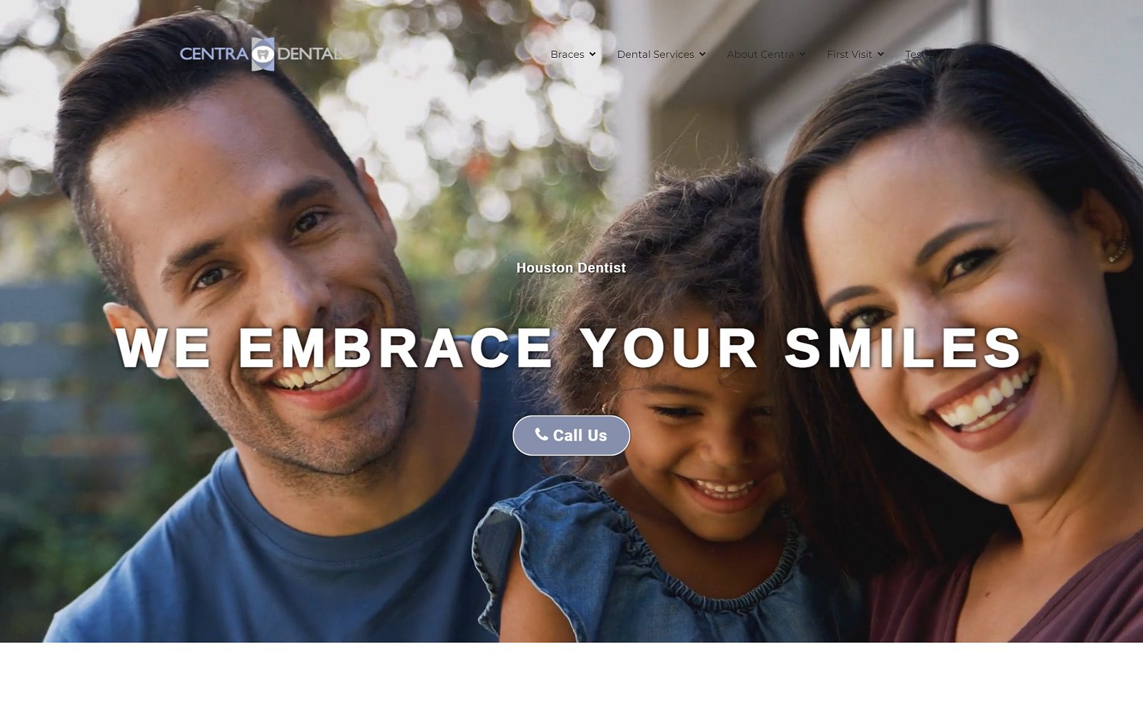 The screenshot of centra dental dentist website