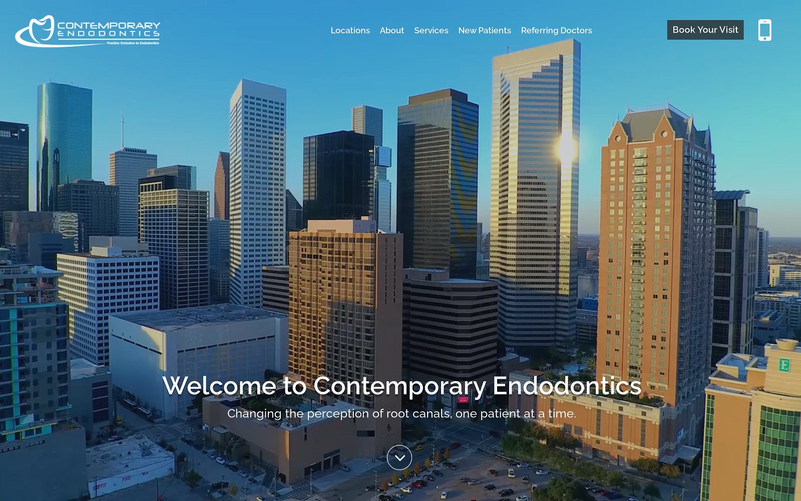 The screenshot of contemporary endodontics katy website