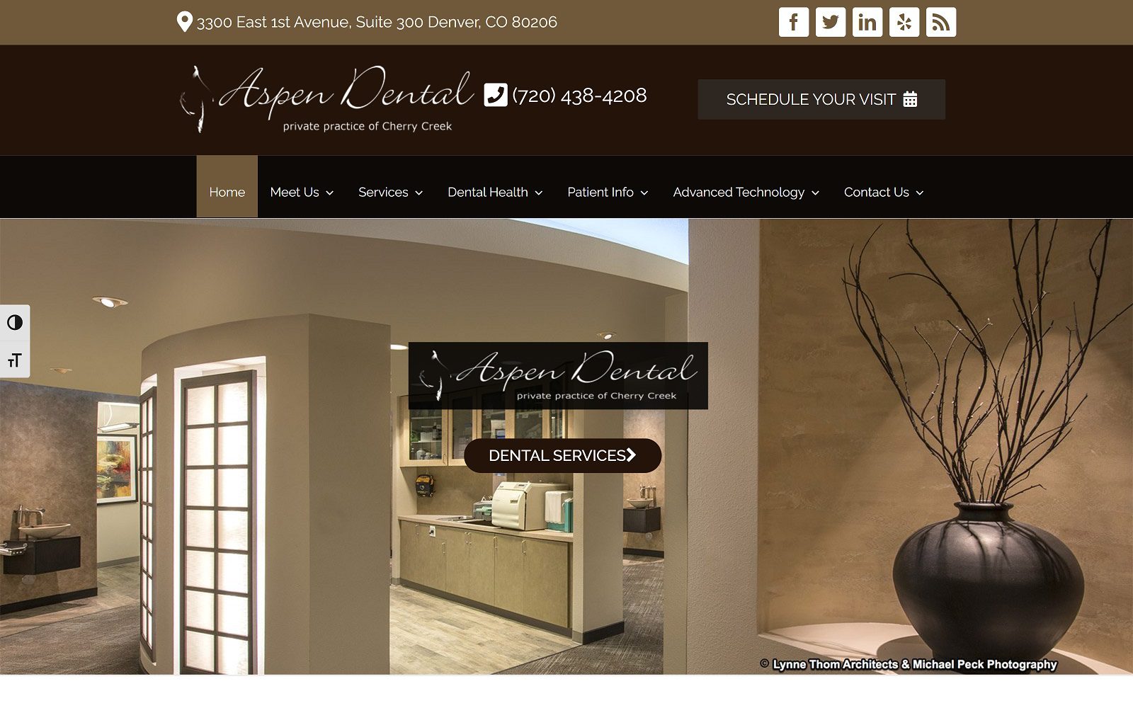 The screenshot of aspen dental private practice of cherry creek website