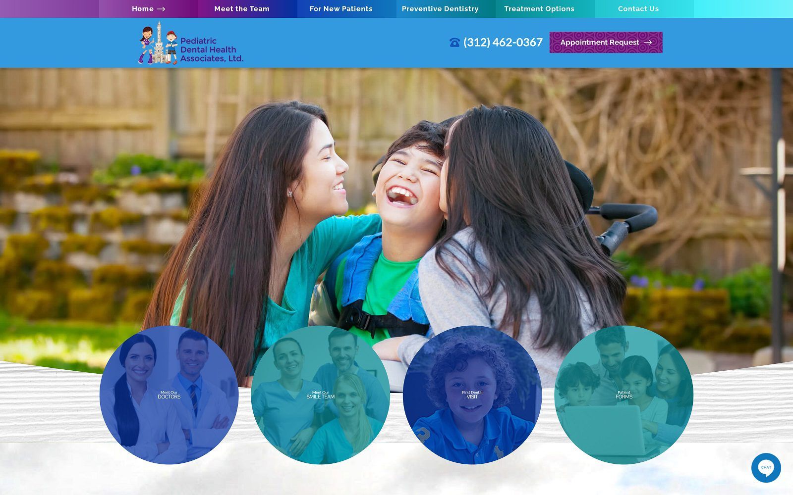 The screenshot of pediatric dental health associates website
