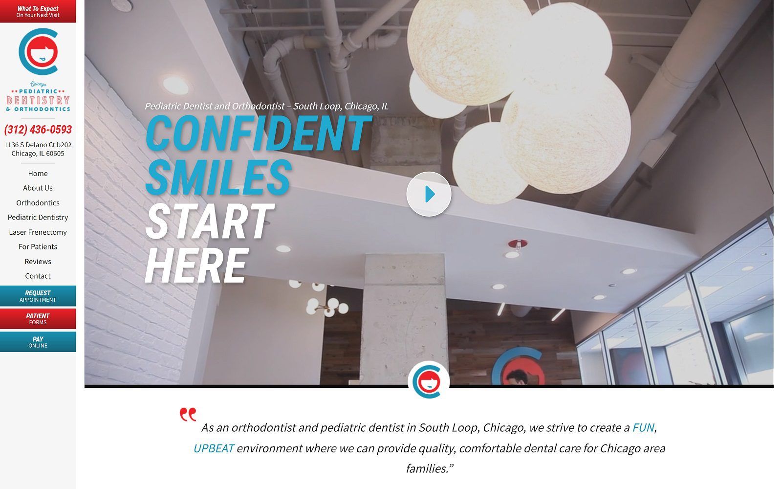 The screenshot of chicago pediatric dentistry and orthodontics website