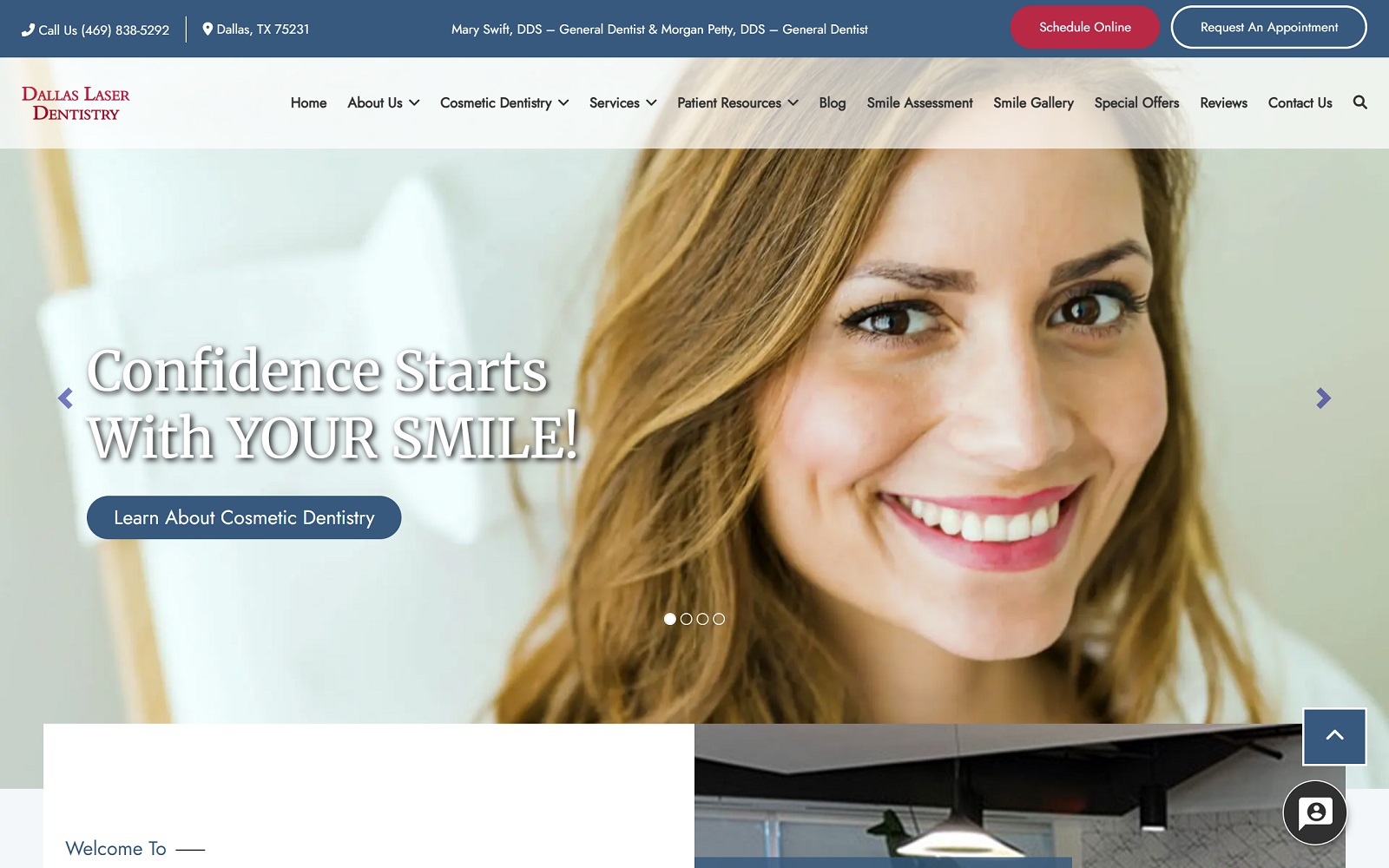 The screenshot of dallas laser dentistry website