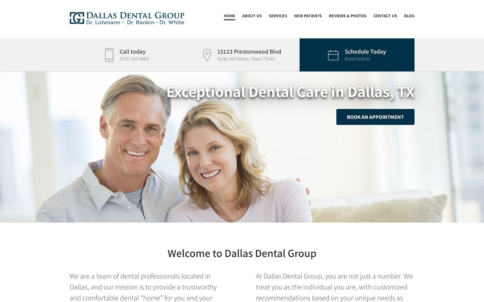 The screenshot of dallas dental group website