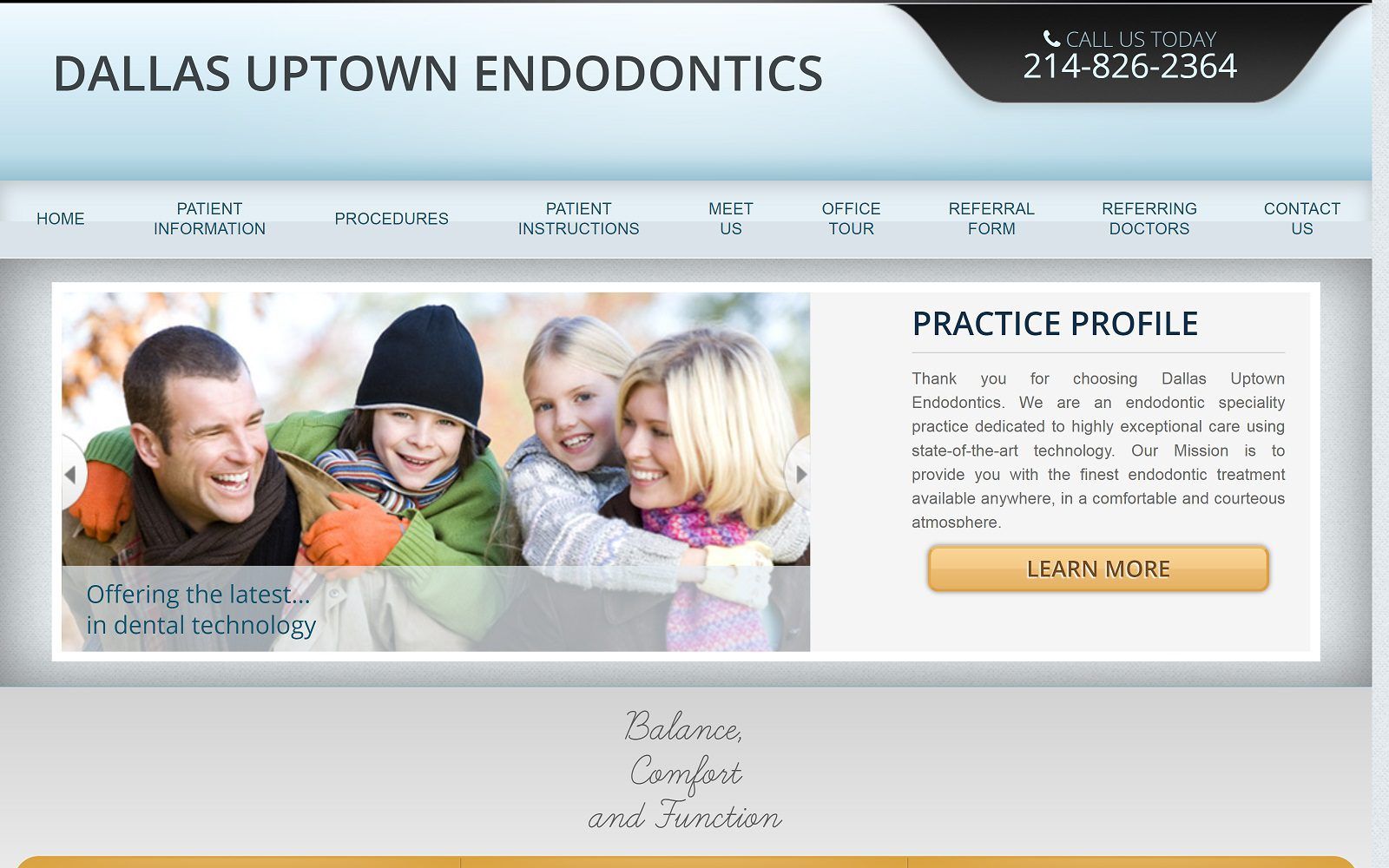The screenshot of dallas uptown endodontics website