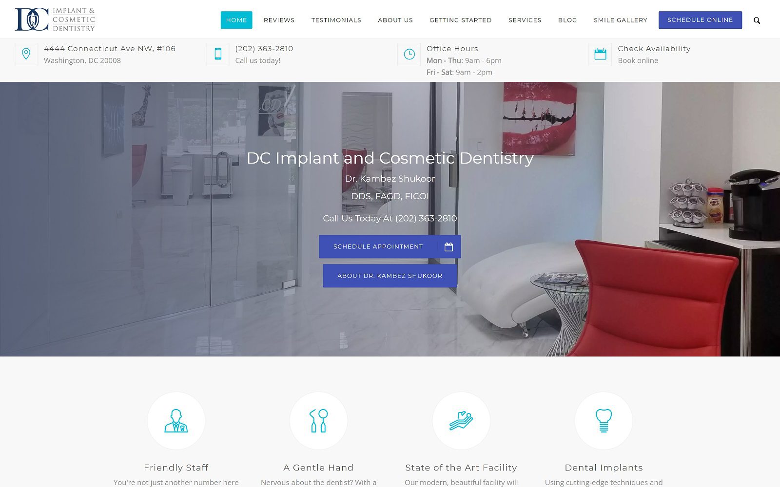 The screenshot of dc implant and cosmetic dentistry website