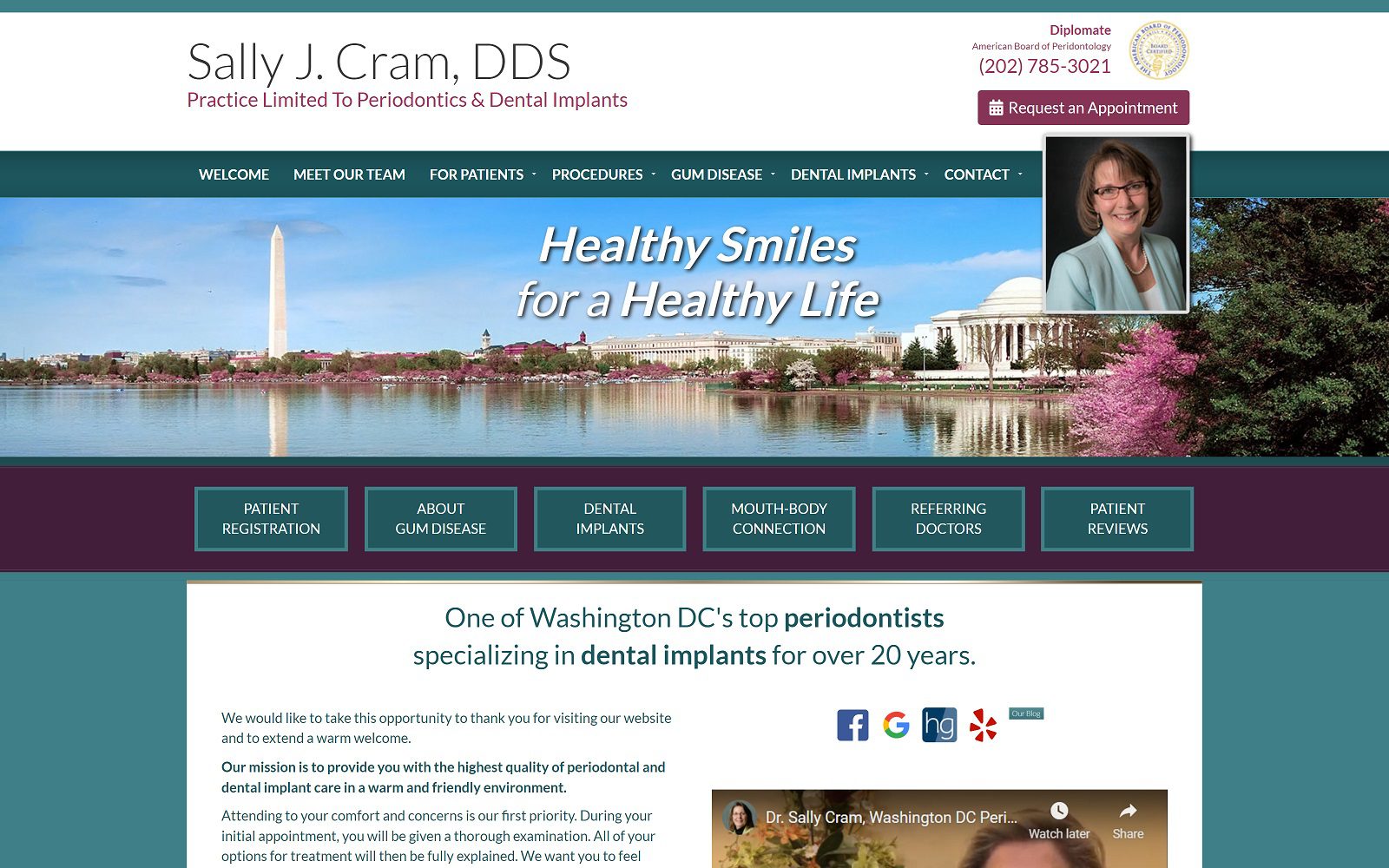 The screenshot of sally j. Cram, dds, pc website