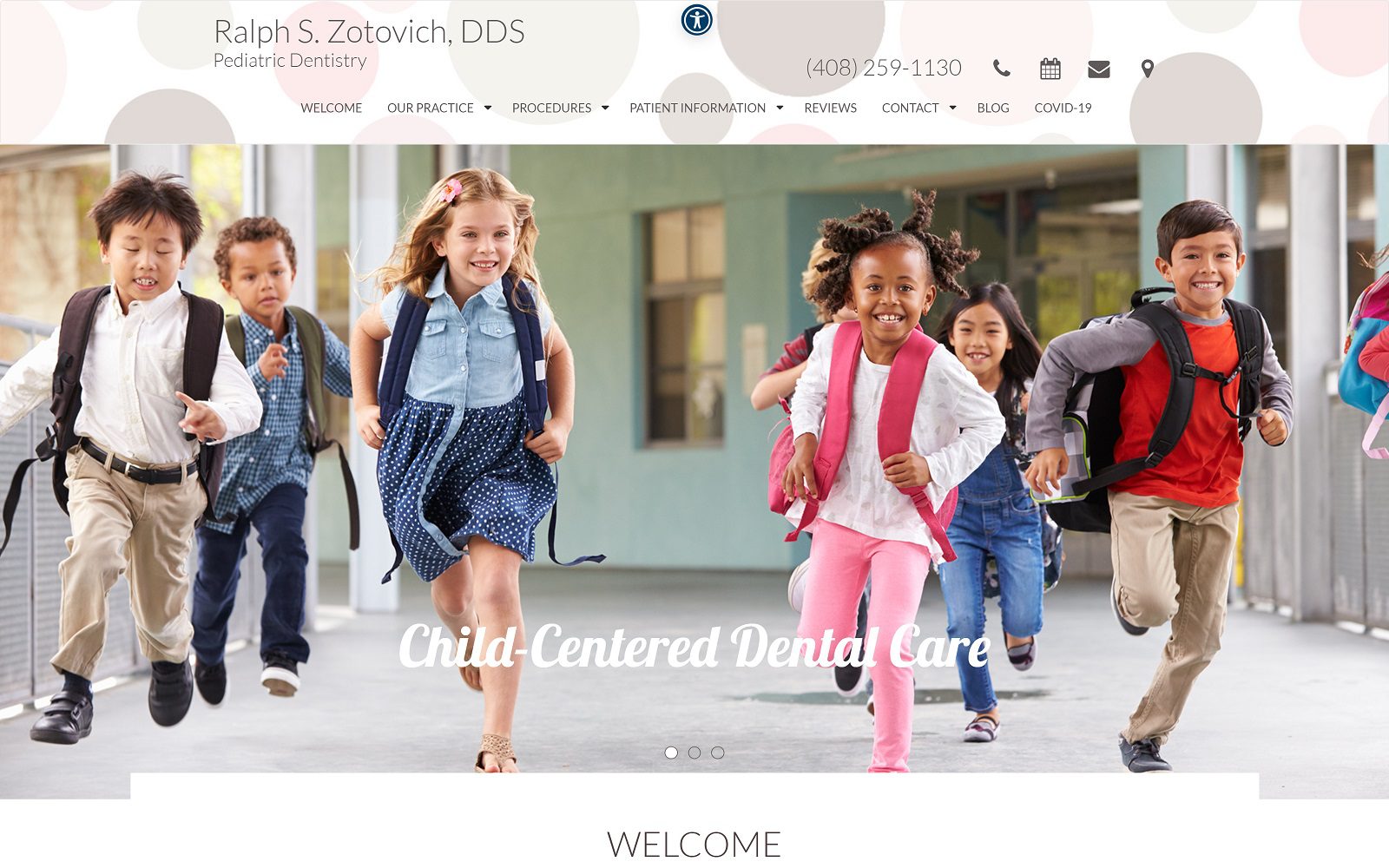 The screenshot of ralph s. Zotovich dds pediatric dentistry website