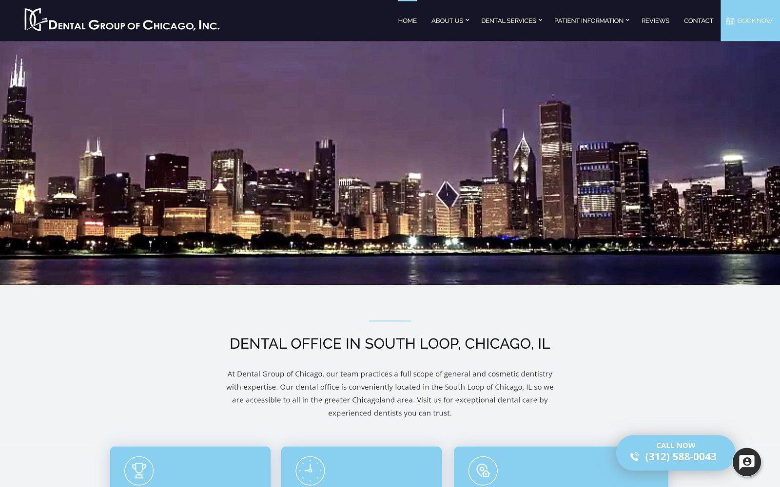 The screenshot of dental group of chicago website