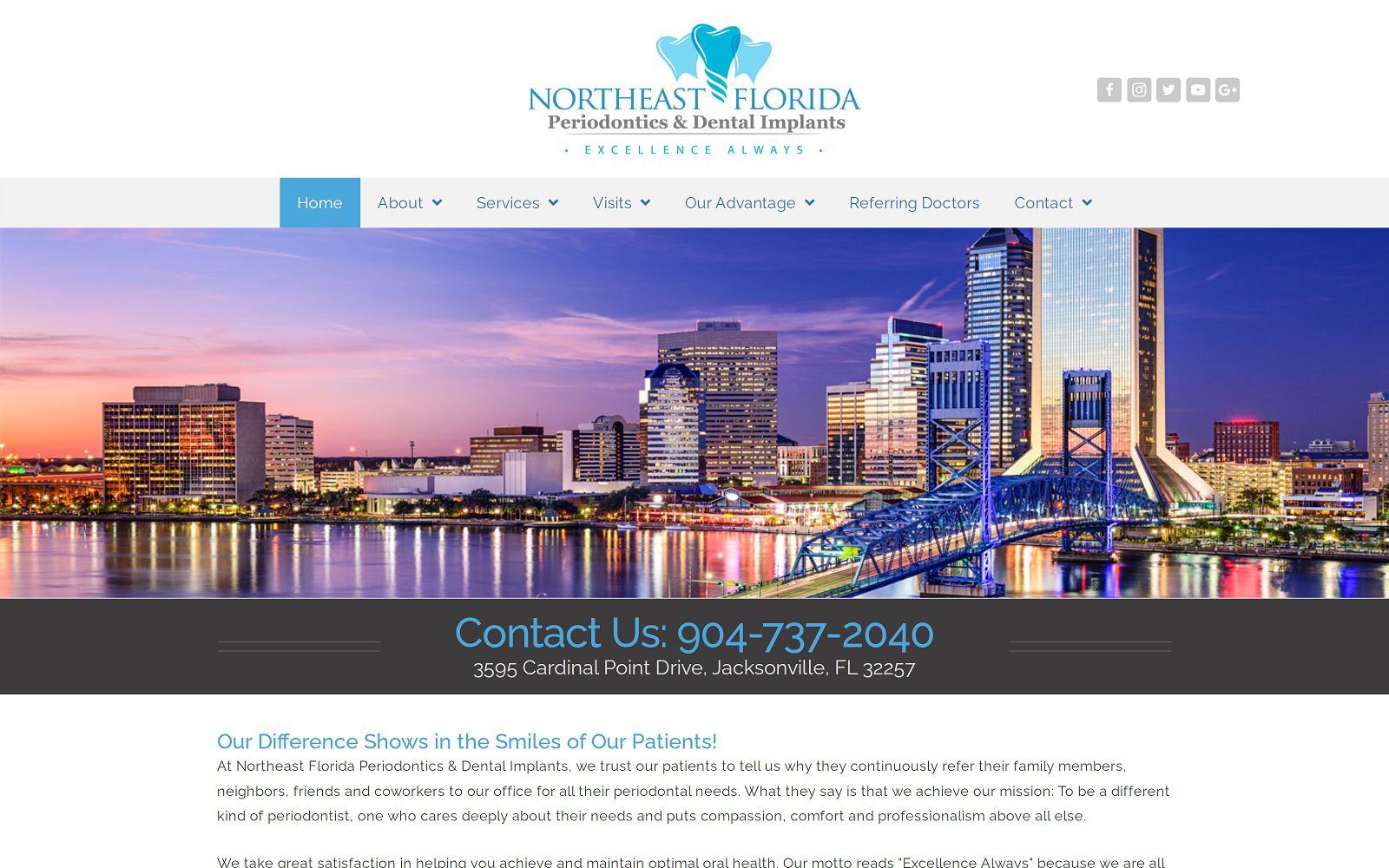 The screenshot of northeast florida periodontics & dental implants website