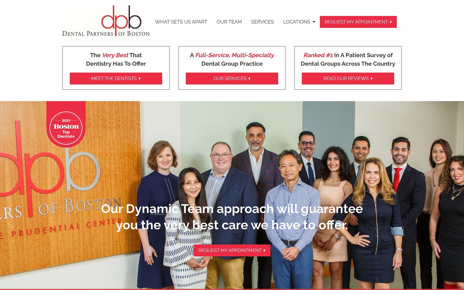 The screenshot of dental partners of boston at prudential center website